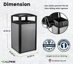 Alpine Industries Steel Outdoor Trash Can with Dome Lid, 40 Gallon, Silver, 2/Pack (ALP471-40-SIL-2PK)