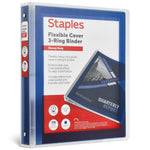 Staples Heavy Duty 1" 3-Ring Flexible Poly Binders, Blue (ST62613)