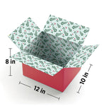 10" x 12" x 8" Decorative Holiday Gift Shipping Box, Christmas Floral, 200# Mullen Rated, 2/Pack (2024050)