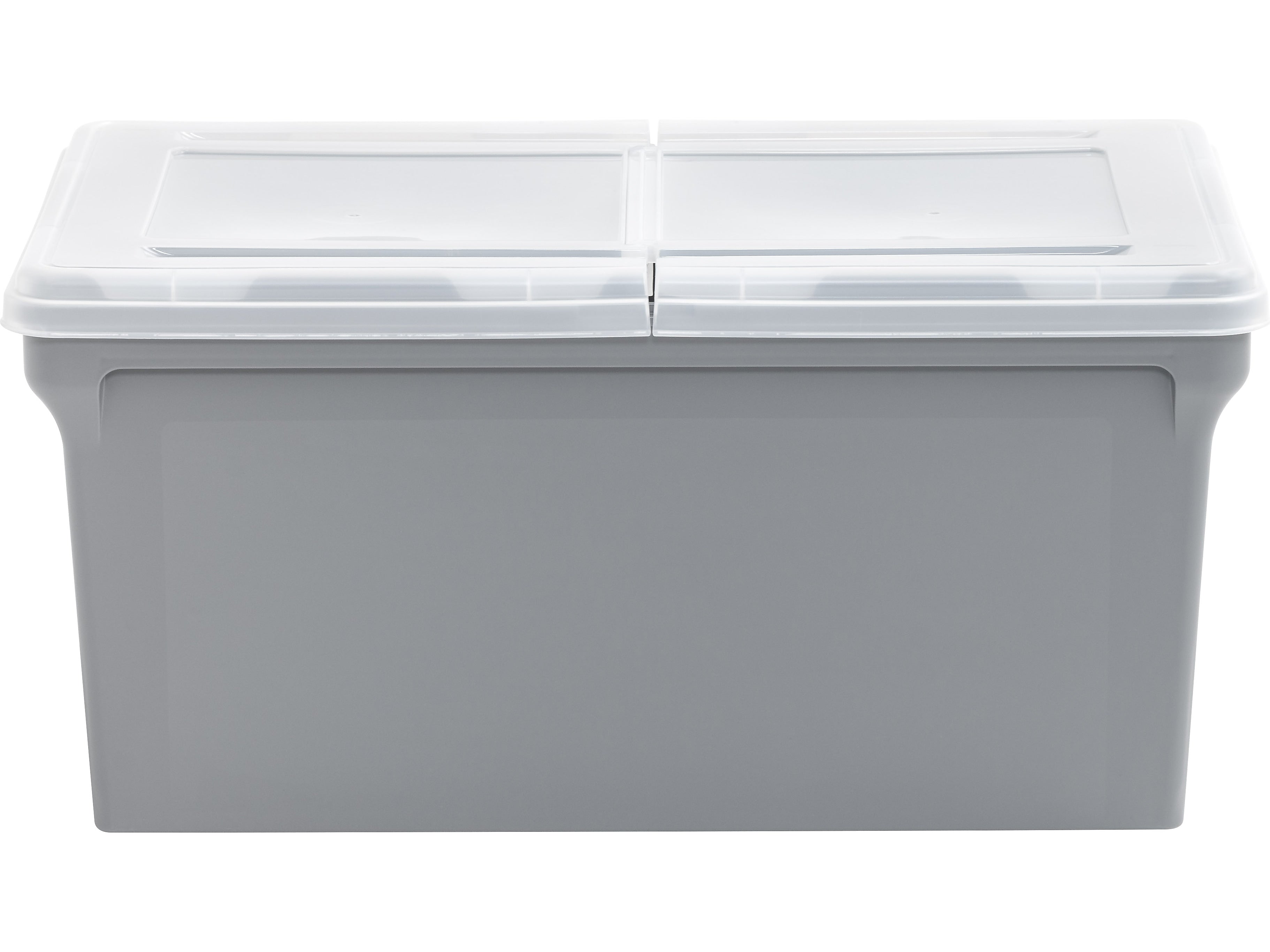 Iris Plastic File Box with Split Lid, Letter Size, Gray/Translucent White (500228)