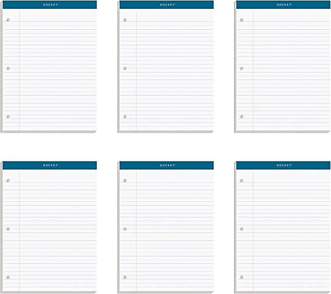 TOPS Docket Notepads, 8.25" x 11.75", Wide, White, 100 Sheets/Pad, 6 Pads/Pack (TOP 63437)