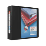 Staples Heavy Duty 4" 3-Ring View Binders, D-Ring, Black, 4/Pack (56235CT/24695CT)
