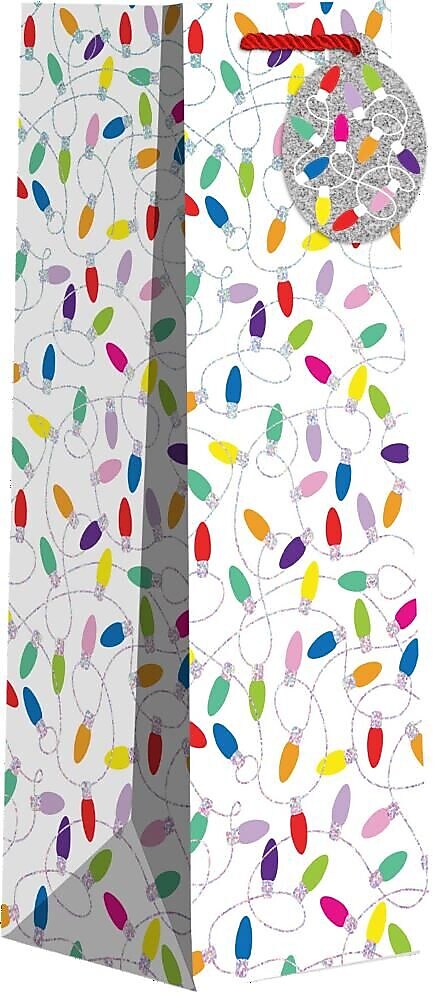 JAM Paper Christmas Lights Wine Gift Bags, Multicolored, 120/Pack (526BXBT5091)