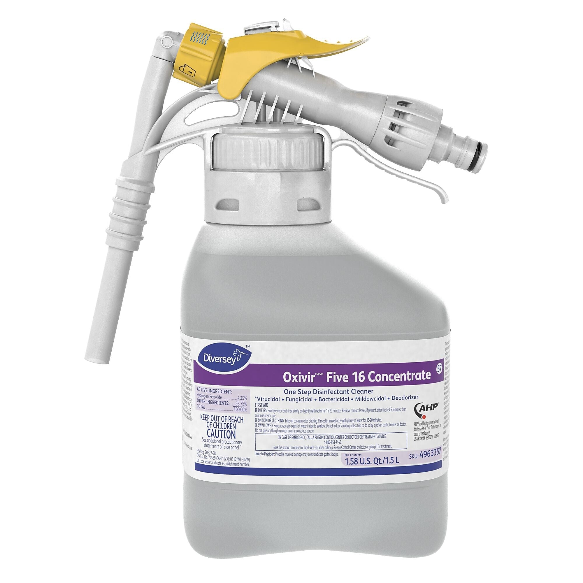 Oxivir Five 16 Diversey RTD Disinfectant, Liquid, 50.7 Oz., 2/Carton (4963357)