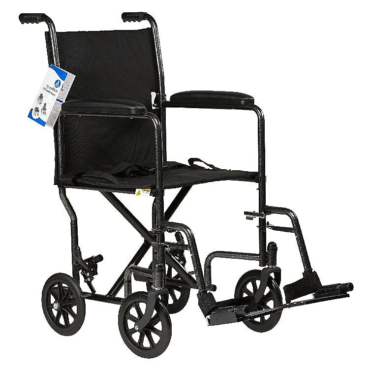 Dynarex DynaRide Transport Wheelchair with Swing-Away Foot Rest and Fixed Full Arm - 19" Seat (10243)