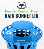 Alpine Industries Metal Commercial Outdoor Rain Bonnet Lid for 38-Gallon Recycling Receptacle, Blue (479-38-A-BLU)