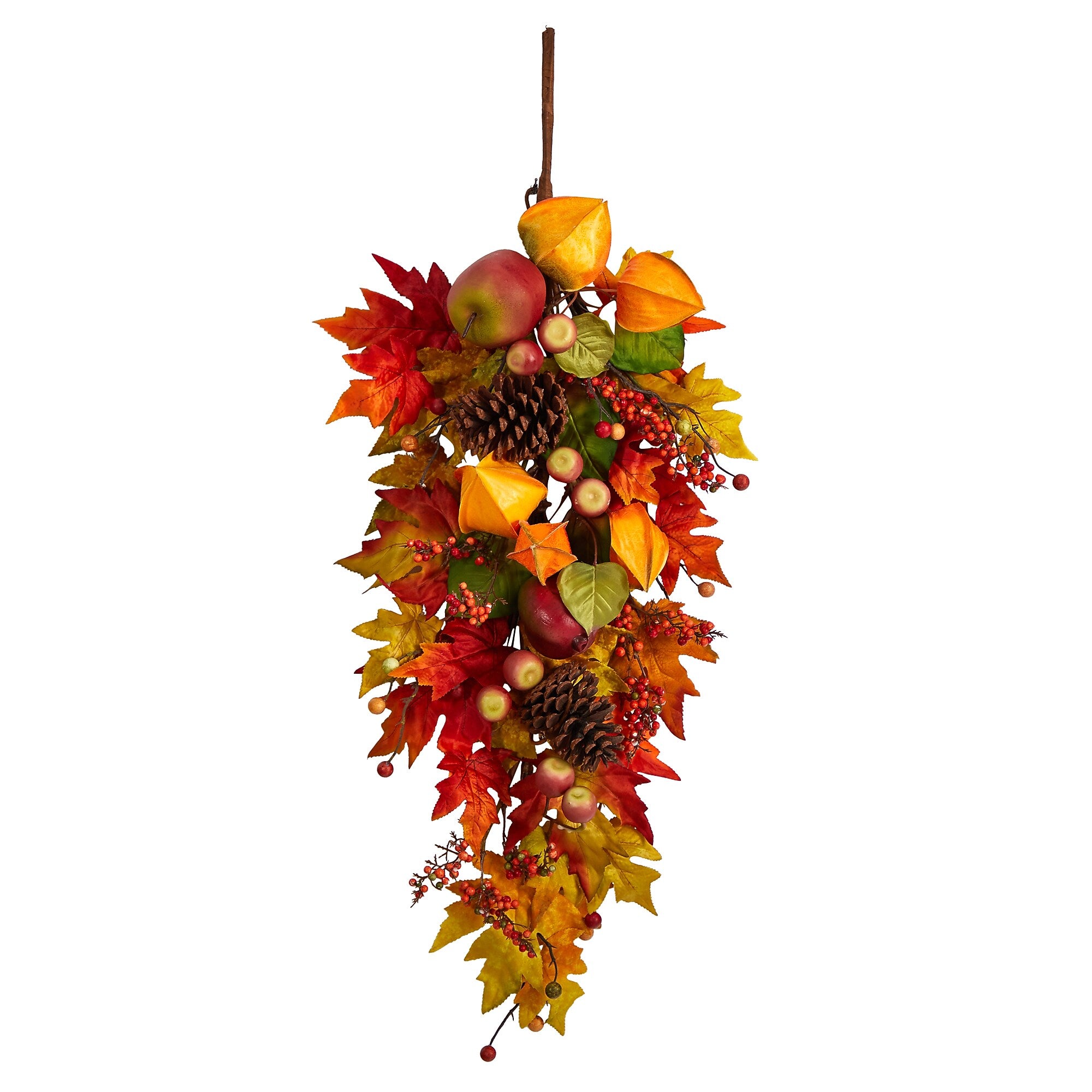 Nearly Natural 35" Autumn Maple Leaf and Berries Fall Teardrop (W1231)