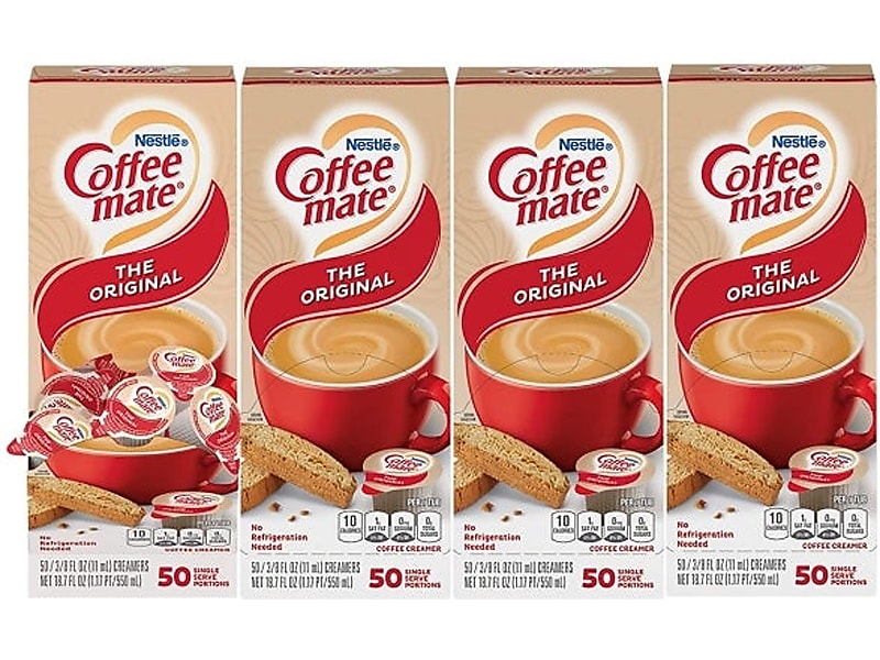 Coffee mate Original Lactose Free Liquid Creamer, 0.38 fl. oz., 50/Dispenser, 4 Dispensers/Carton (NES35110)
