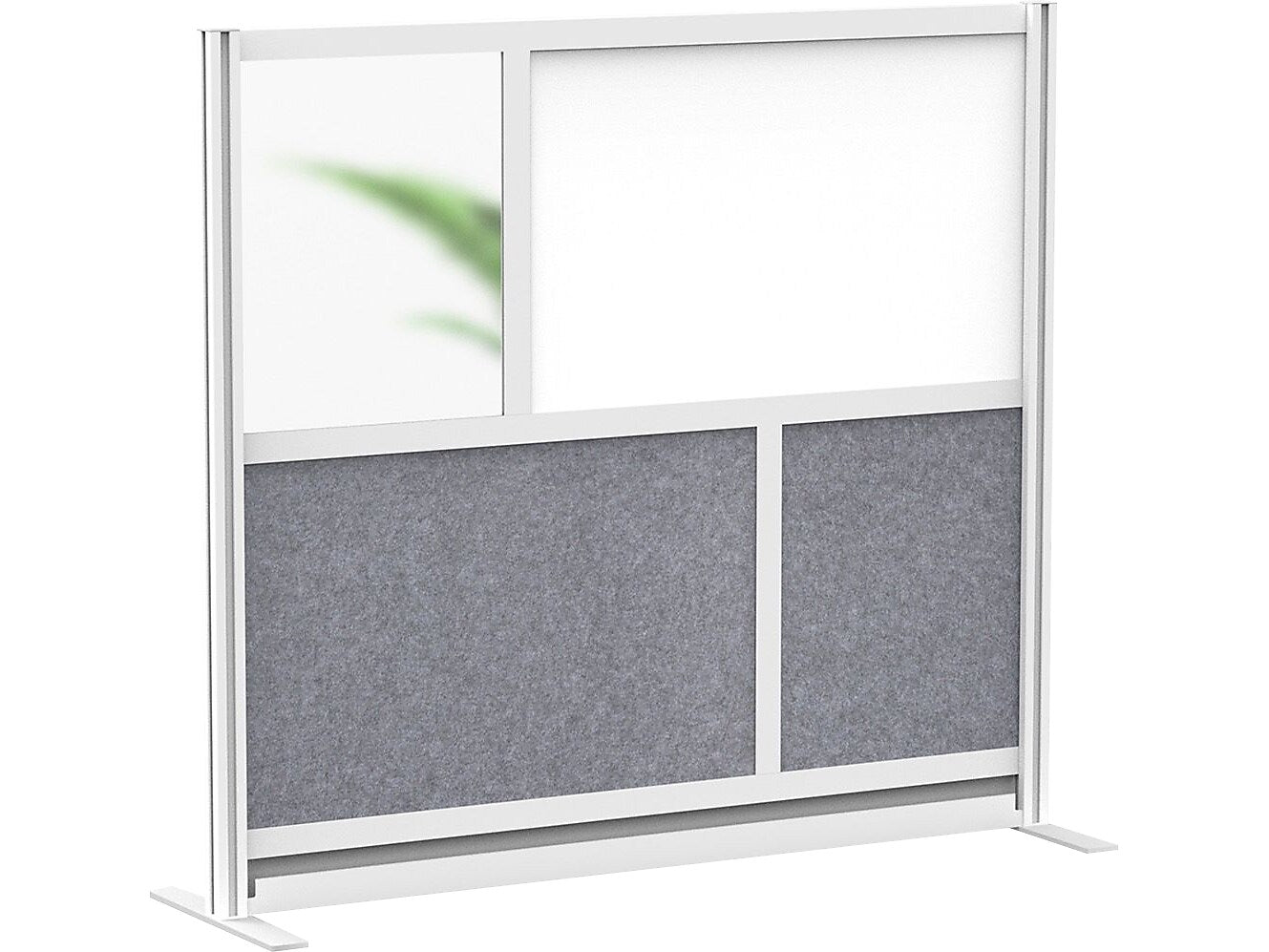 Luxor Workflow Series 4-Panel Freestanding Modular Room Divider System Starter Wall with Whiteboard, 48"H x 53"W, Gray/Silver