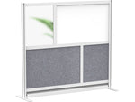 Luxor Workflow Series 4-Panel Freestanding Modular Room Divider System Starter Wall with Whiteboard, 48"H x 53"W, Gray/Silver