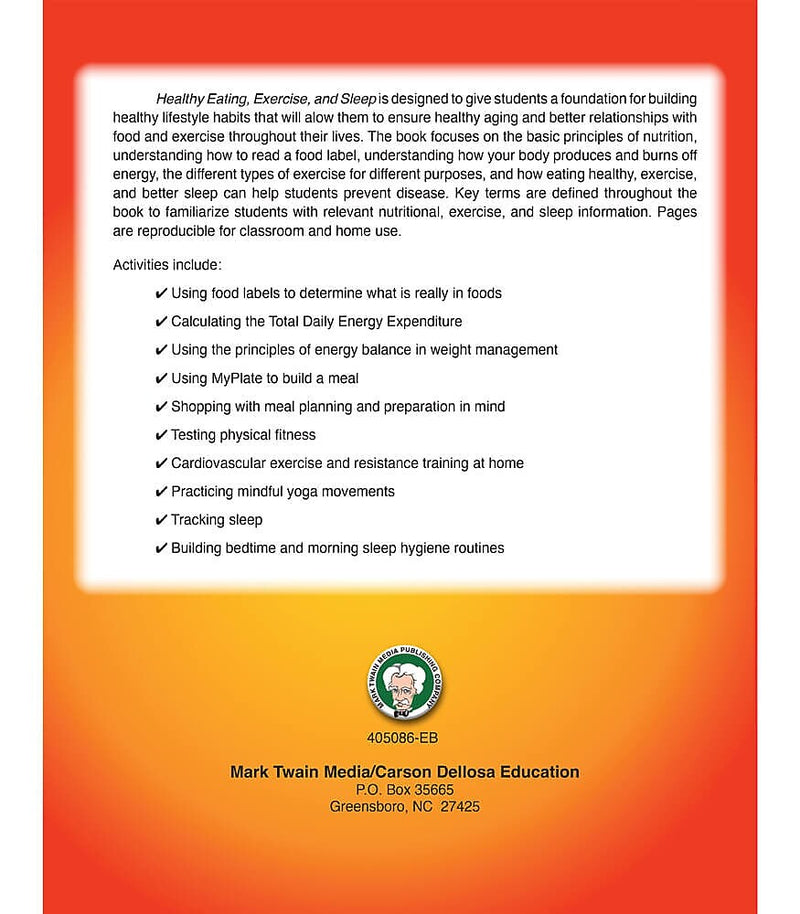 Mark Twain Healthy Eating, Exercise, and Sleep Workbook