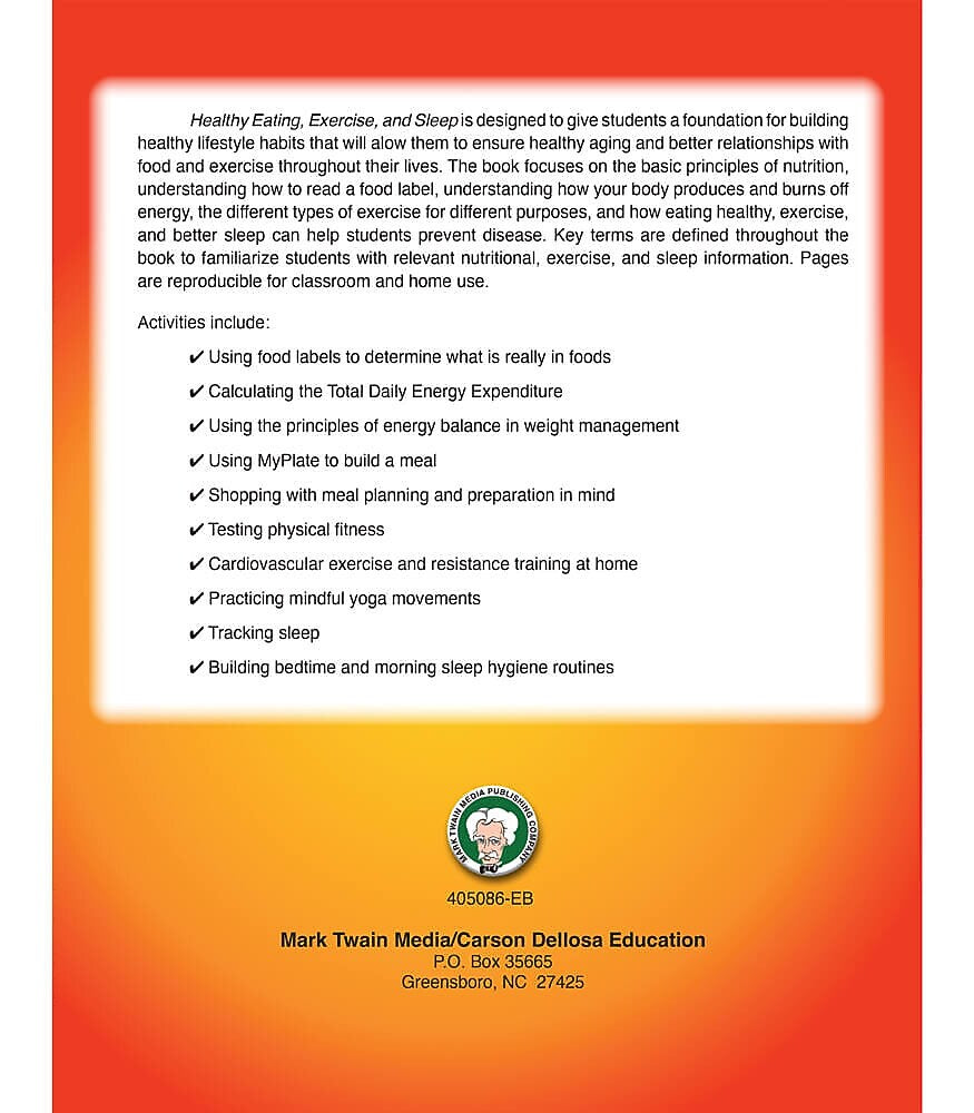 Mark Twain Healthy Eating, Exercise, and Sleep Workbook