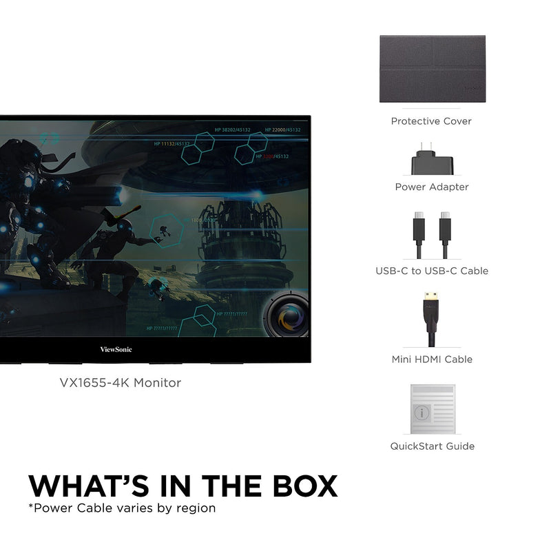 ViewSonic 15.6" 4K Ultra HD 60Hz LED Monitor, Black (VX1655-4K)