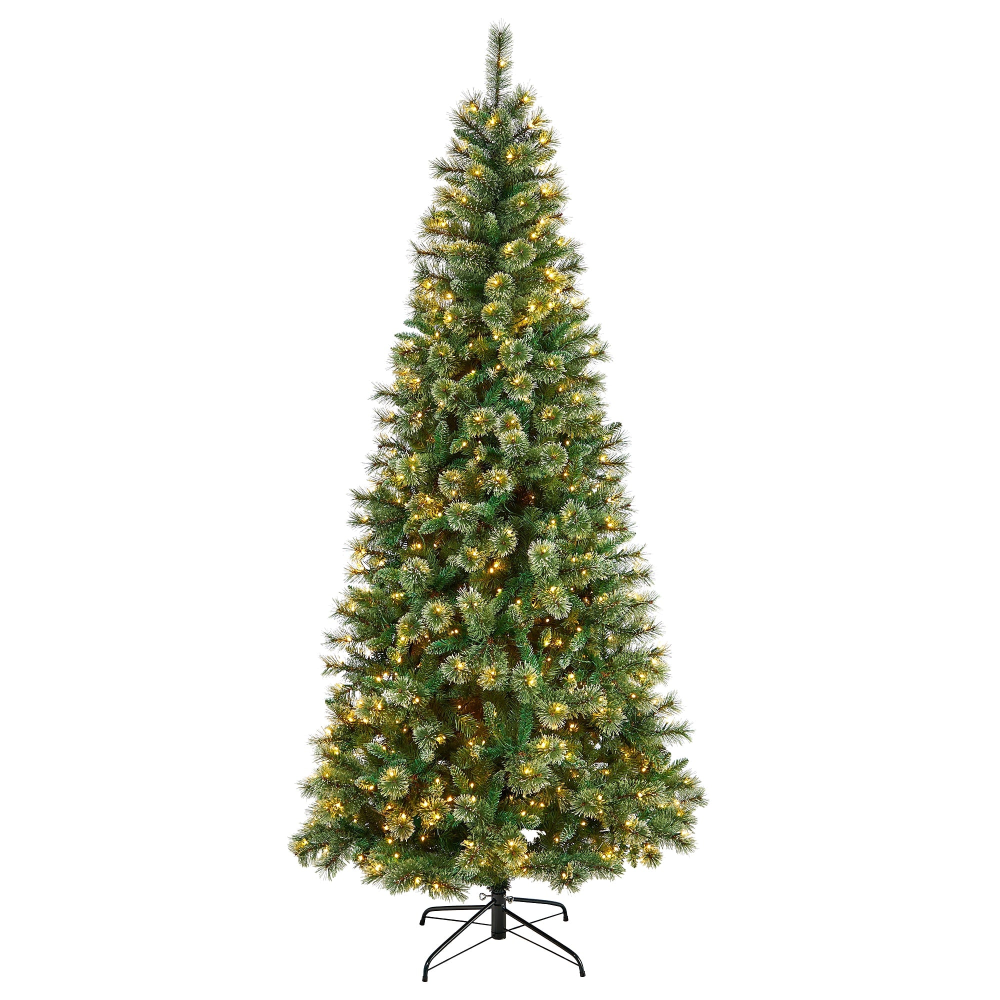 Nearly Natural 8-ft Wisconsin Slim Snow Tip Pine Artificial Christmas Tree with 600 Clear LED Lights (T3050)