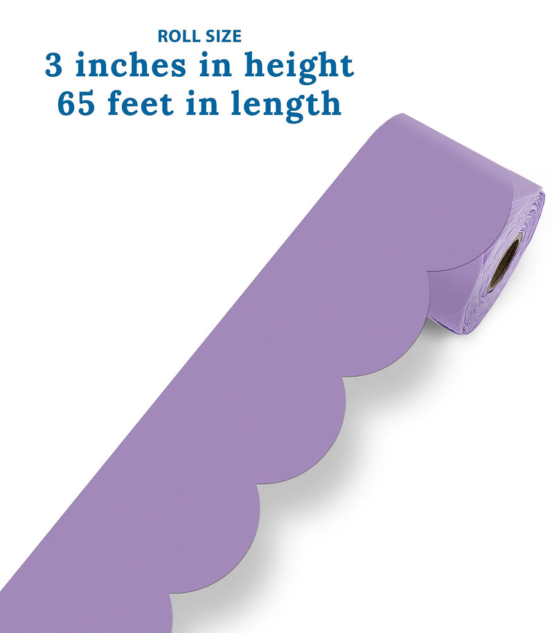 Carson Dellosa Rolled Scalloped Borders, 3" x 65', Lilac (108536)