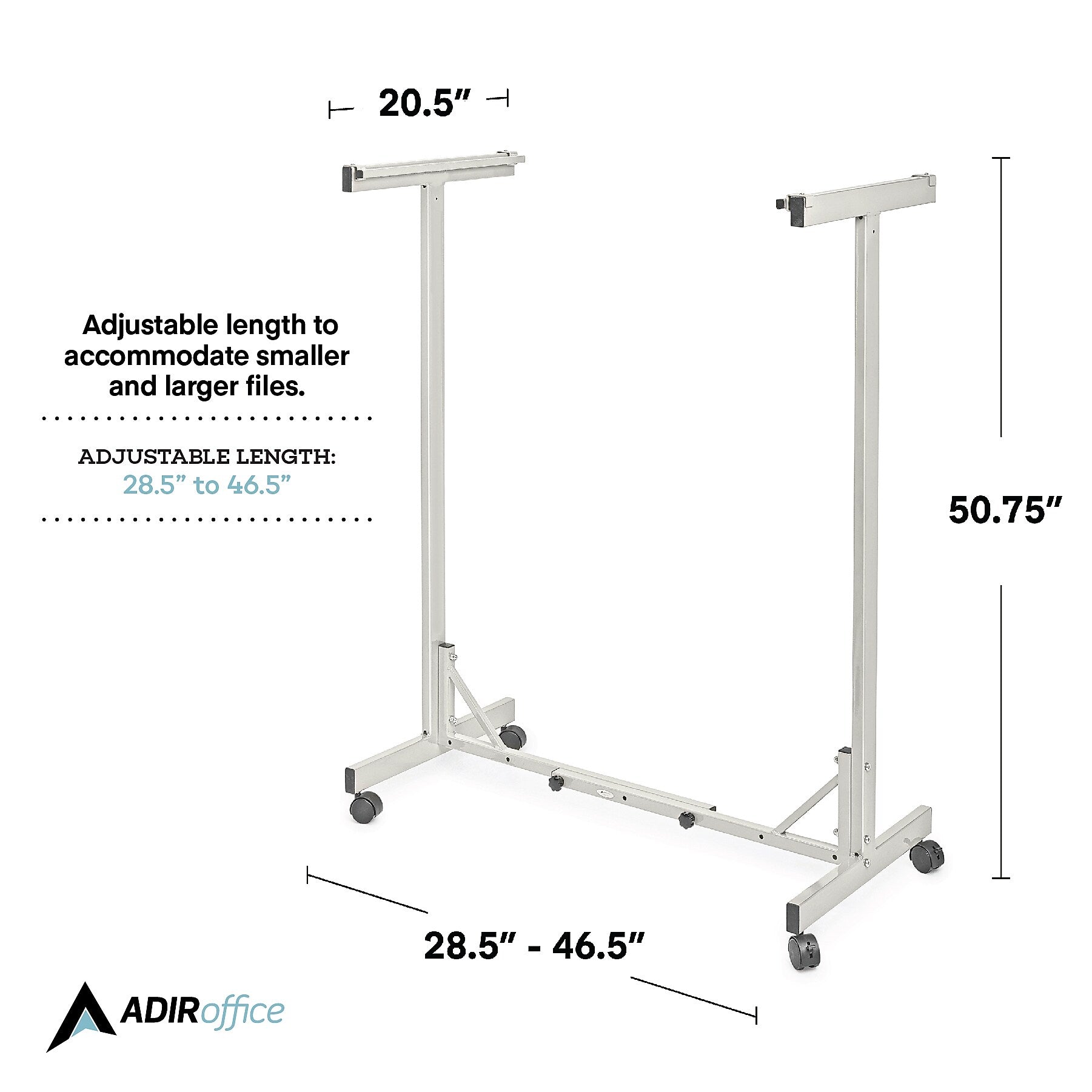 AdirOffice Metal Mobile File Cart with Lockable Wheels, Gray (615-KIT1)