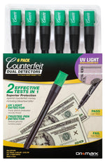 Dri Mark Dual Detector Counterfeit Pens, 6/Pack (351UV6)