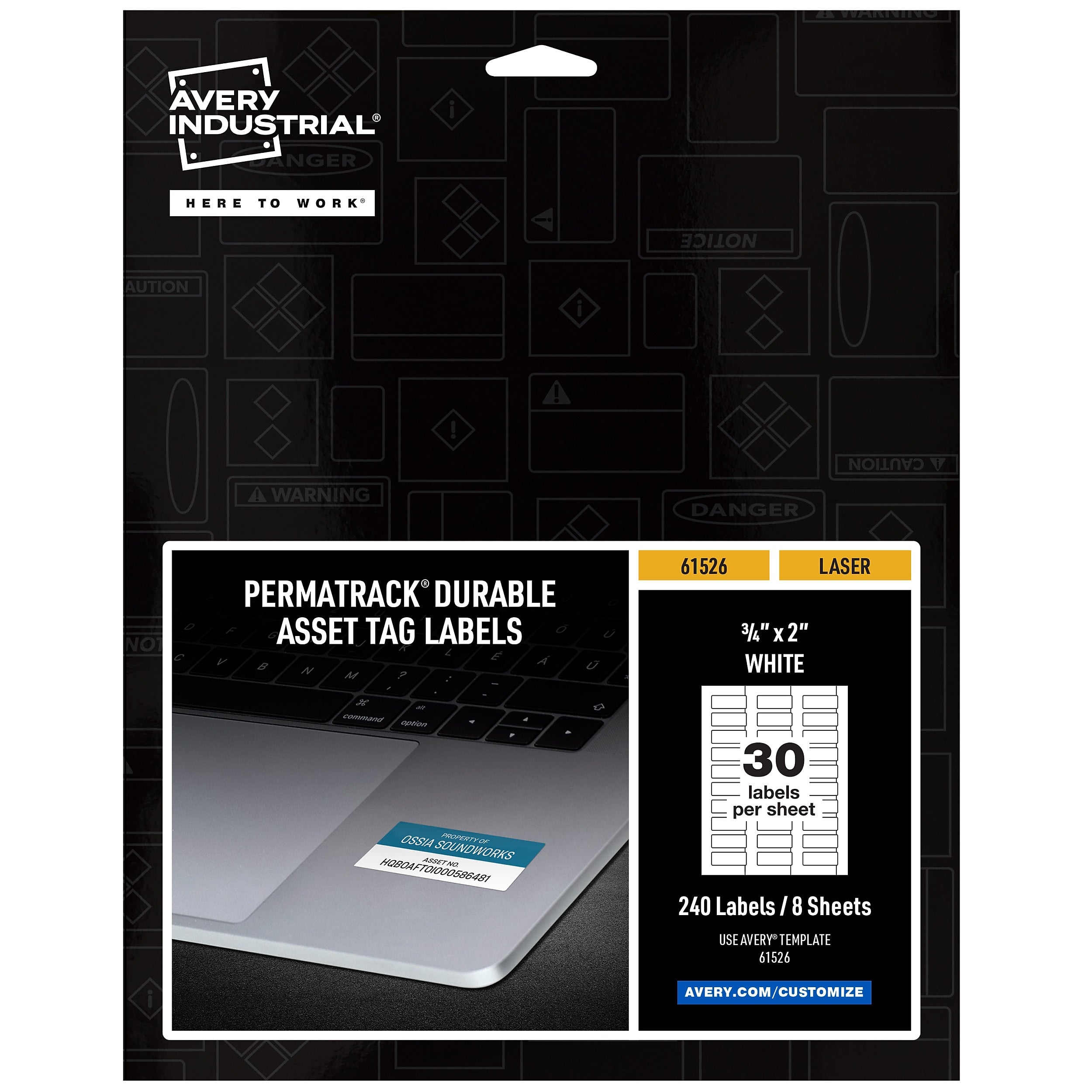 Avery PermaTrack Durable Laser Asset Tag Labels, 3/4" x 2", White, 240 Asset Tags/Pack (61526)