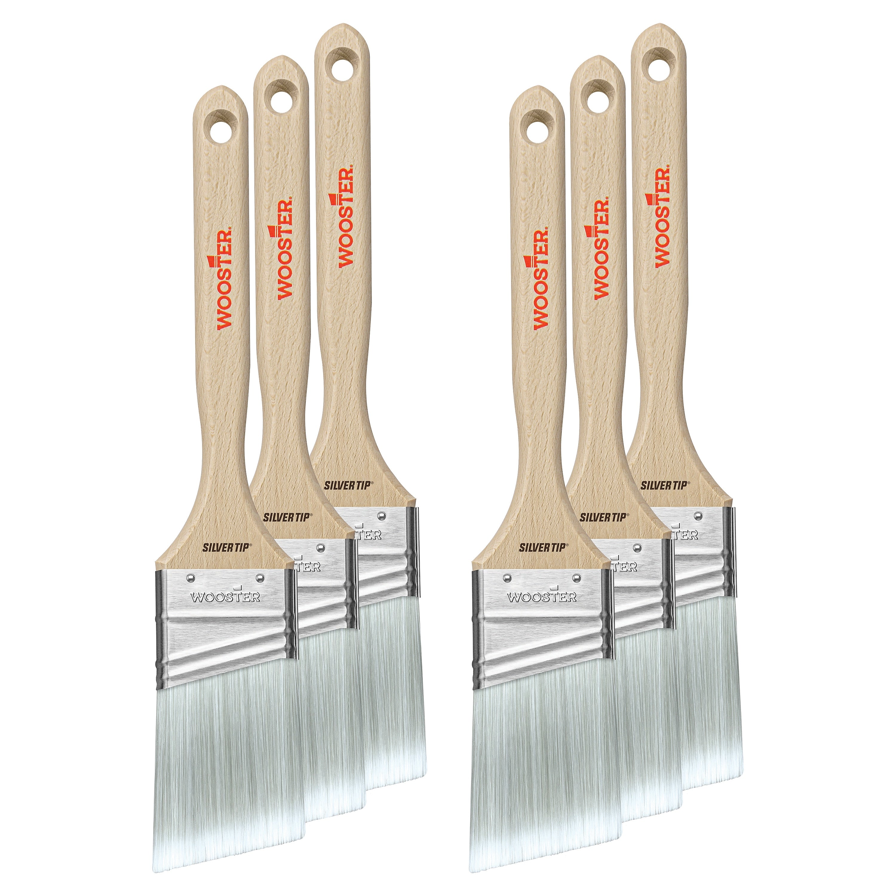 Wooster Brush Silver Tip 2" Polyester Angle Brush, 6/Box (0052210020)