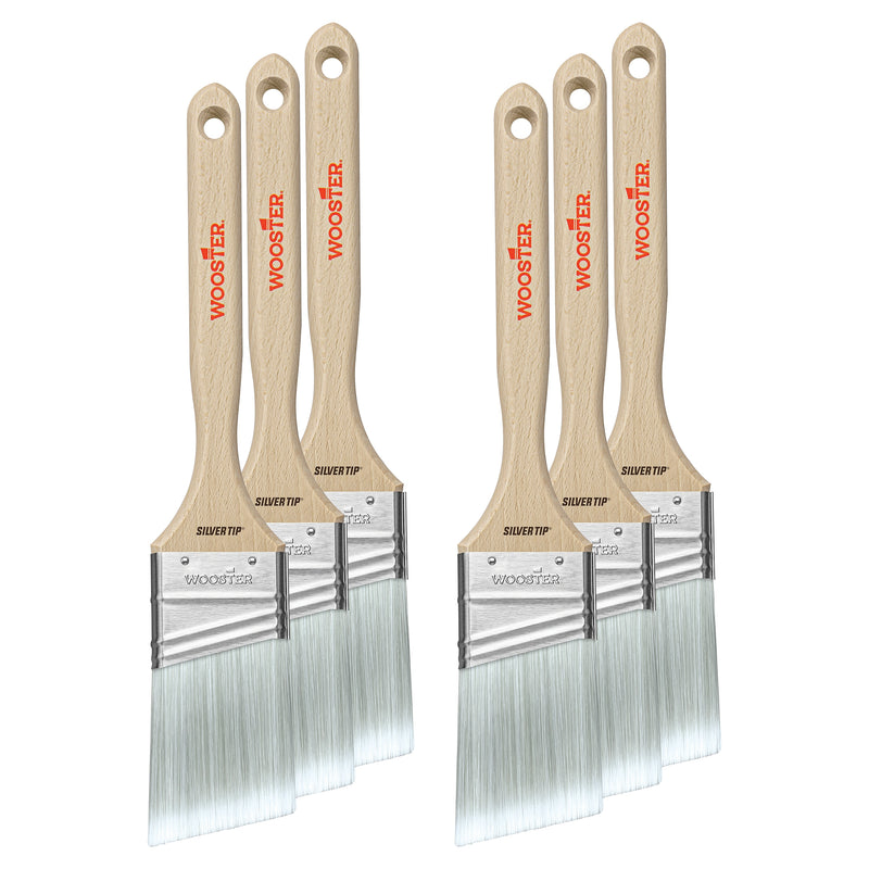 Wooster Brush Silver Tip 2" Polyester Angle Brush, 6/Box (0052210020)