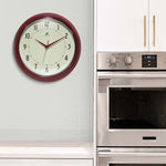 Infinity Instruments Round Retro Red Wall Clock, Aluminum, 15" (10940RD-15)