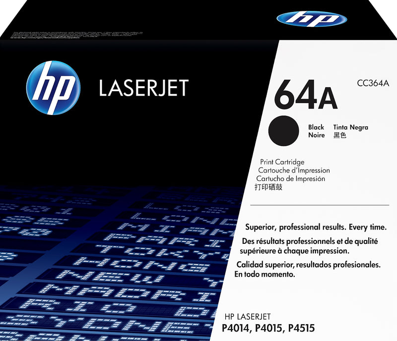 HP 64A Black Standard Yield Toner Cartridge, Prints Up to 10,000 Pages (CC364A)