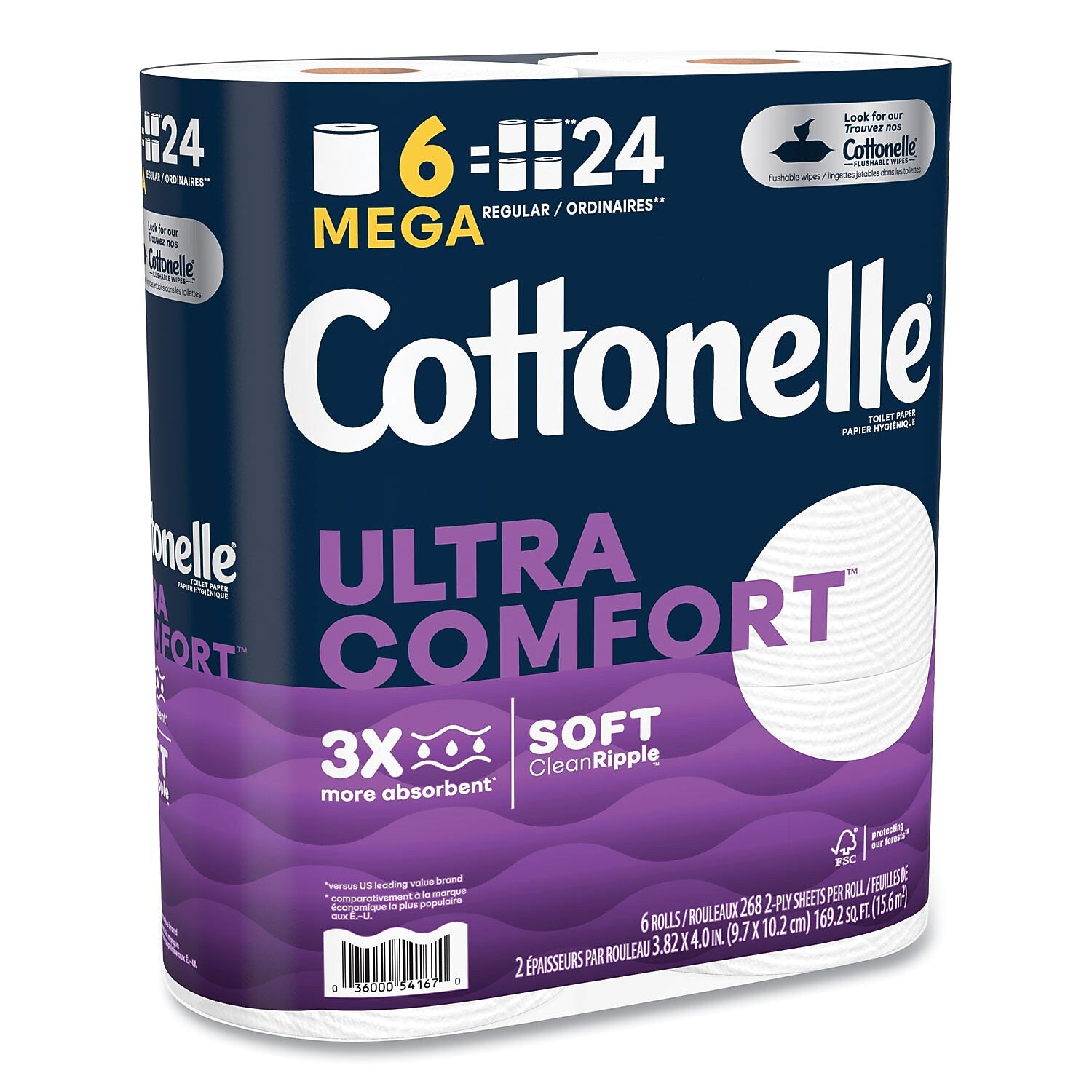Cottonelle Ultra ComfortCare Toilet Paper, 2-Ply, White, 284 Sheets/Roll, 36 Rolls/Carton (KCM55707)