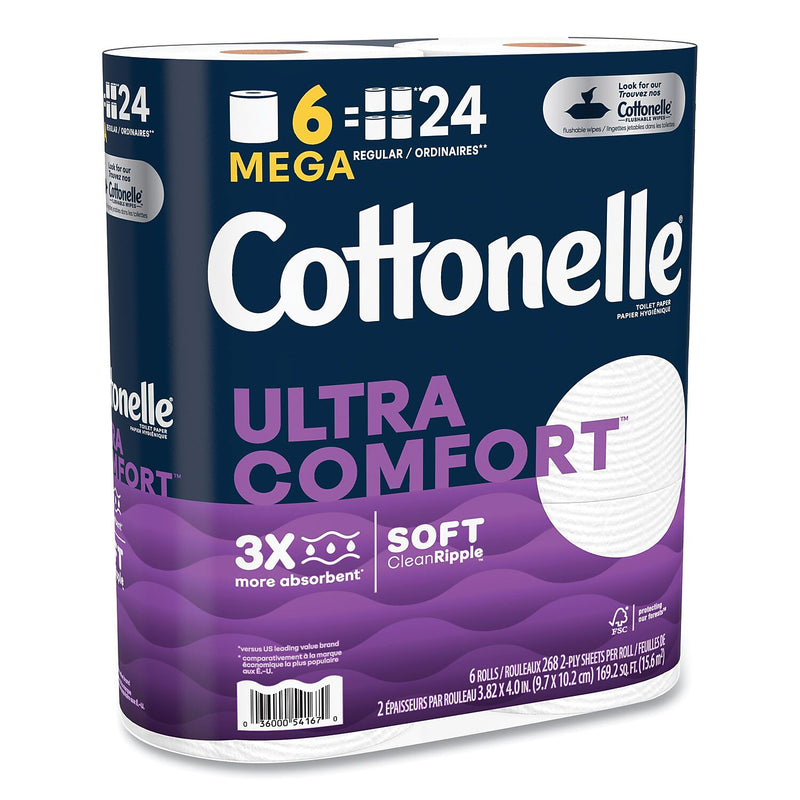 Cottonelle Ultra ComfortCare Toilet Paper, 2-Ply, White, 284 Sheets/Roll, 36 Rolls/Carton (KCM55707)