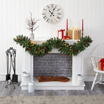 Nearly Natural 6-ft White Mountain Pine Artificial Garland with 35 White Warm LED Lights and Pinecones (W1101)