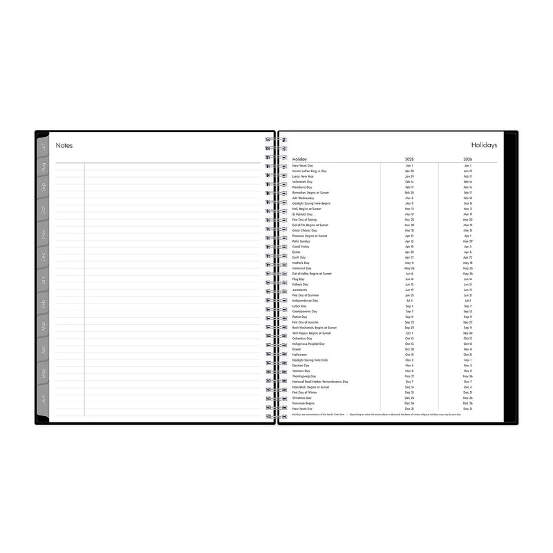 2025-2026 Blue Sky Enterprise 8.5" x 11" Academic Year Weekly & Monthly Planner, Plastic Cover, Black (130609-A26)