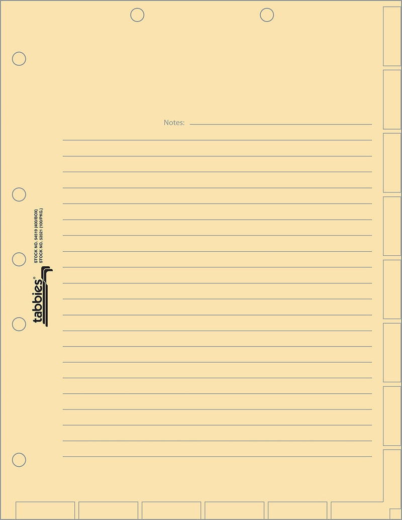 Tabbies Medical Chart Index Divider Sheets, Manila, 400/Box (TAB54519)