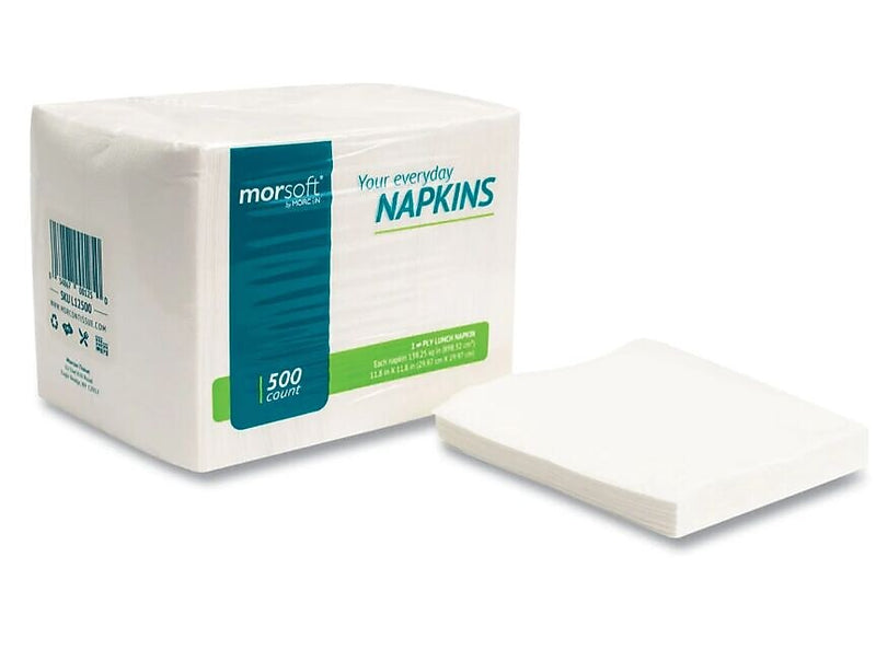 Morcon Morsoft Lunch Napkin, 1-ply, White, 6000 Napkins/Carton (MOR1250)