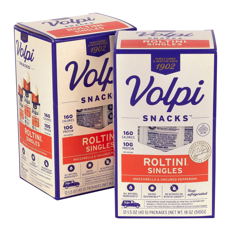 Volpi Roltini Singles, Uncured Pepperoni & Mozzarella, 1.5 oz, 24/Pack (220-02486)