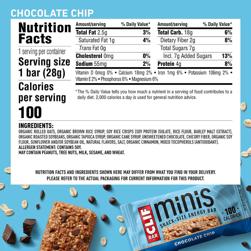 Clif Mini Chocolate Chip Energy Bars, 1 oz., 20/Box (CCC37654)
