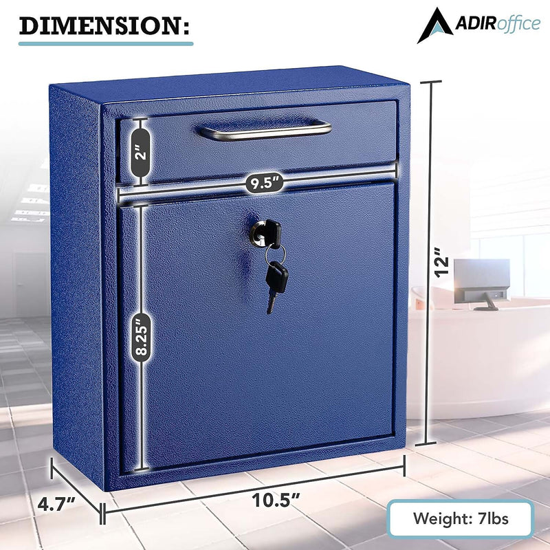 AdirOffice Steel Indoor/Outdoor Interoffice Mailbox, Blue (631-05-BLU)