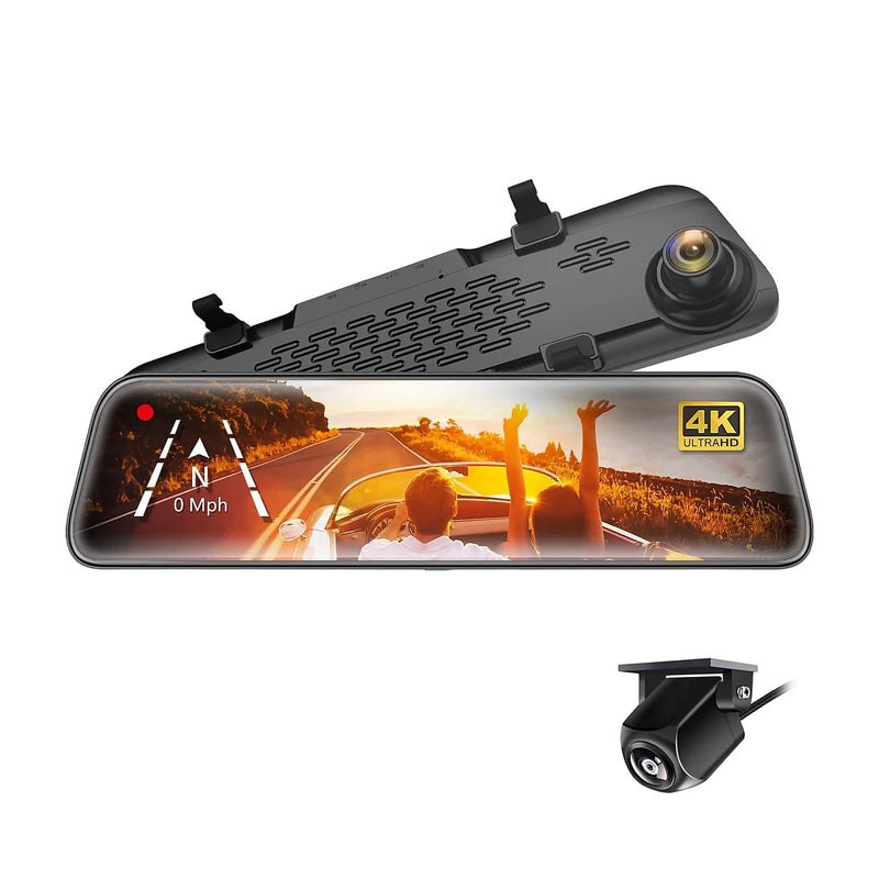 GekoGear Orbit D400 4K Rearview Mirror Dash Cam with 1080P Backup Cam, Black