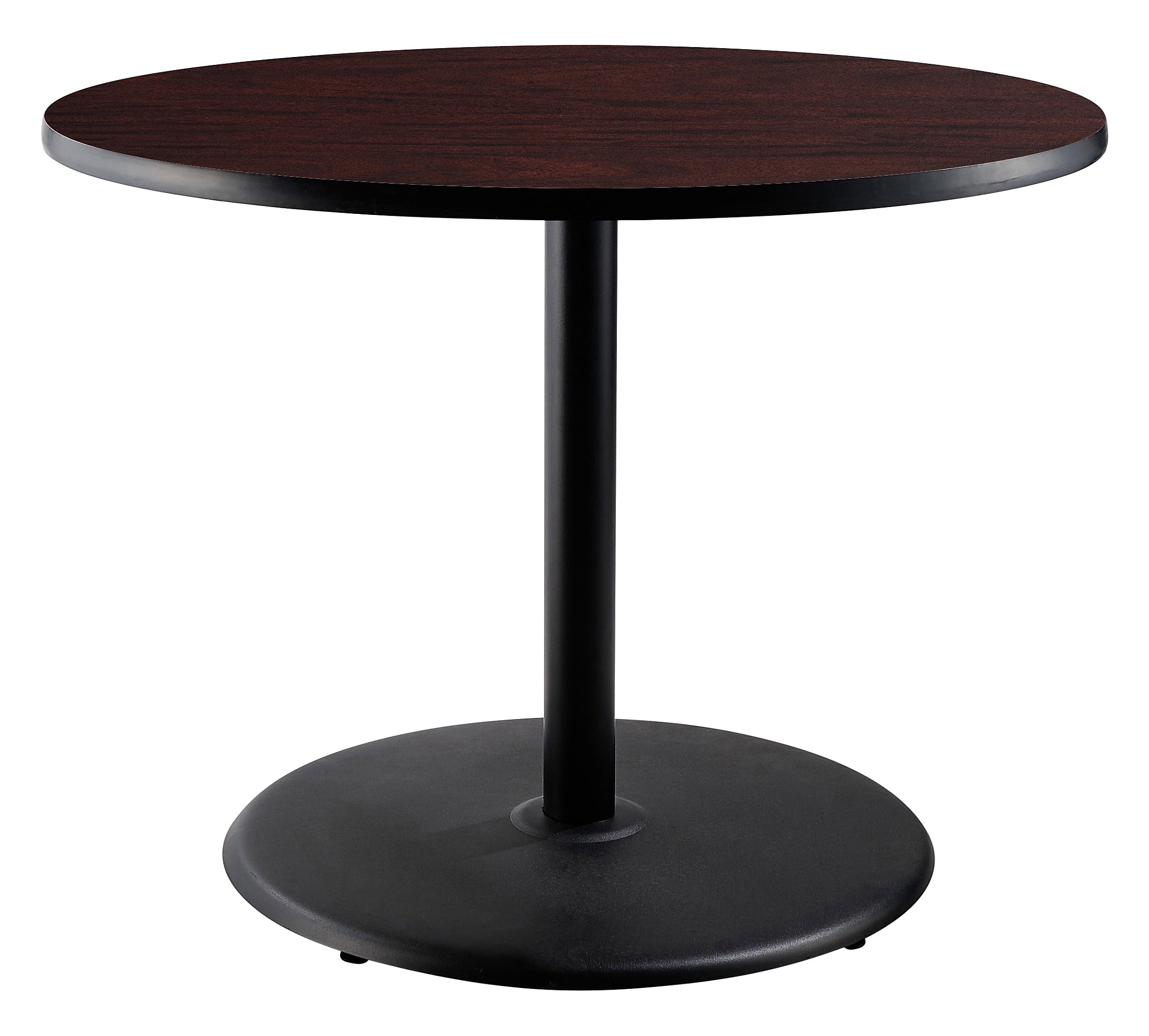 NPS CT Series 36" Round 30" Height Cafe Table, Round Base, Black Frame/Mahogany Top (CT13636RDPBTMMY)