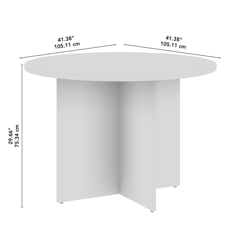 Bush Business Furniture 42W Round Conference Table with Wood Base, White (99TB42RWH)