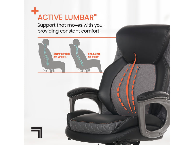 Sharper Image S-600 Active Lumbar Heated Ergonomic Bonded Leather Swivel Executive Massage Chair, Black (60098-BLK)