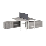 Bush Business Furniture Hustle 30"H x 60"W 2 Person Back to Back Cubicle Workstation, Platinum Gray (HUS015PG)