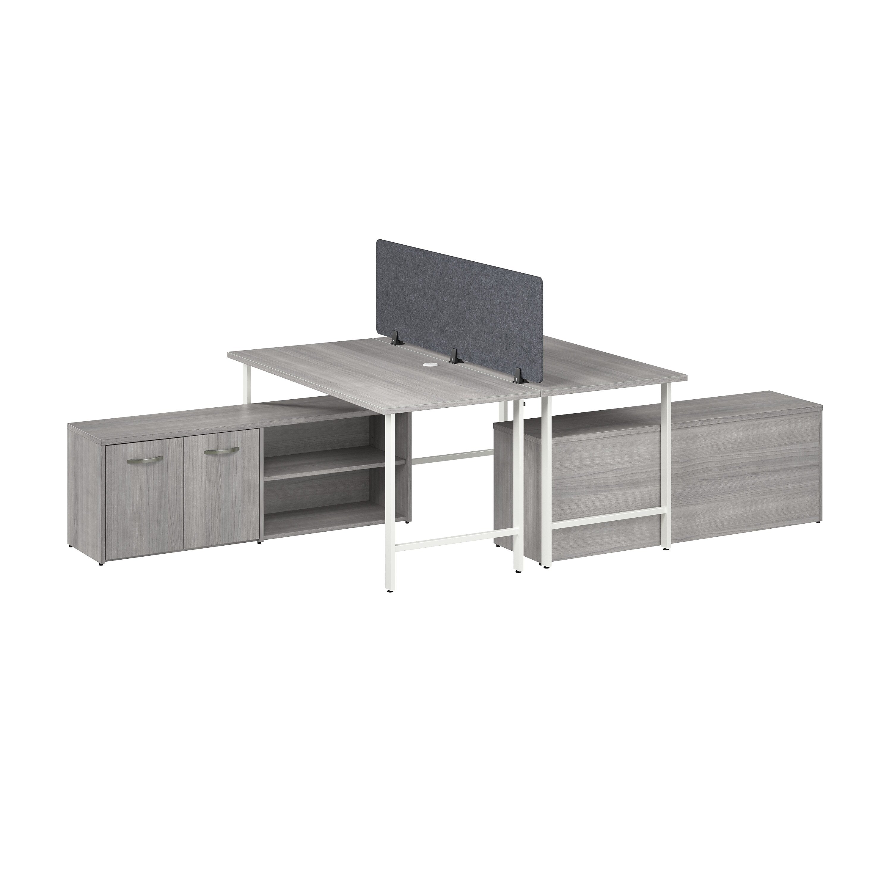 Bush Business Furniture Hustle 30"H x 60"W 2 Person Back to Back Cubicle Workstation, Platinum Gray (HUS015PG)