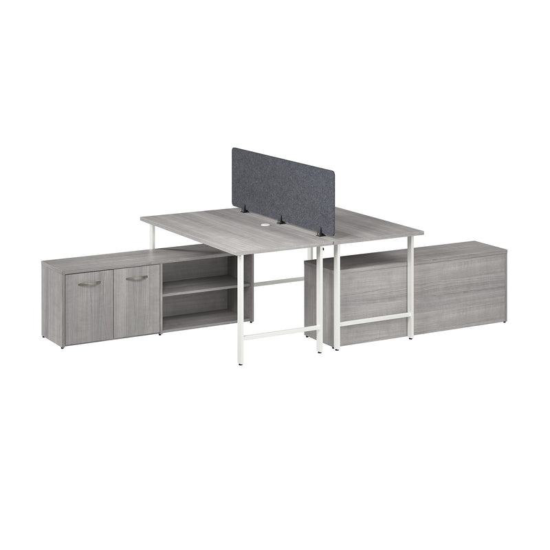 Bush Business Furniture Hustle 30"H x 60"W 2 Person Back to Back Cubicle Workstation, Platinum Gray (HUS015PG)