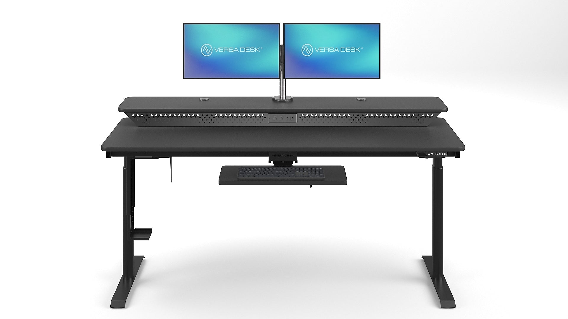 VersaDesk PowerLift Split-Level 72"W Electric Rectangular Adjustable Standing Desk, Black (PL2SD7230-BB)
