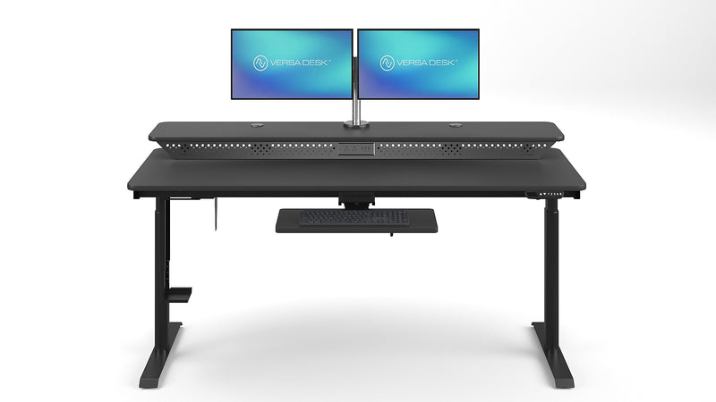 VersaDesk PowerLift Split-Level 72"W Electric Rectangular Adjustable Standing Desk, Black (PL2SD7230-BB)
