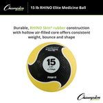 Champion Sports 15 lbs. Rhino Elite Medicine Ball, Yellow (CHMP700)