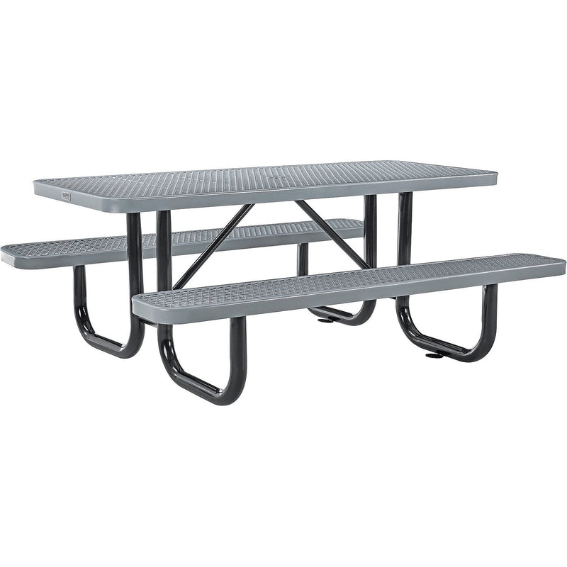 Global Industrial 6' Rectangular Outdoor Steel Picnic Table, Expanded Metal, Gray (277152GY)