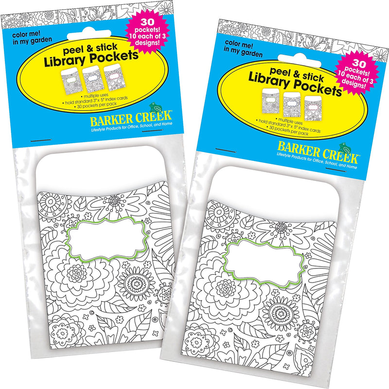 Barker Creek Color Me Library Pockets, 5.125" x 3.5", 60/Set (BC3846)