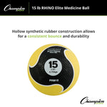 Champion Sports 15 lbs. Rhino Elite Medicine Ball, Yellow (CHMP700)