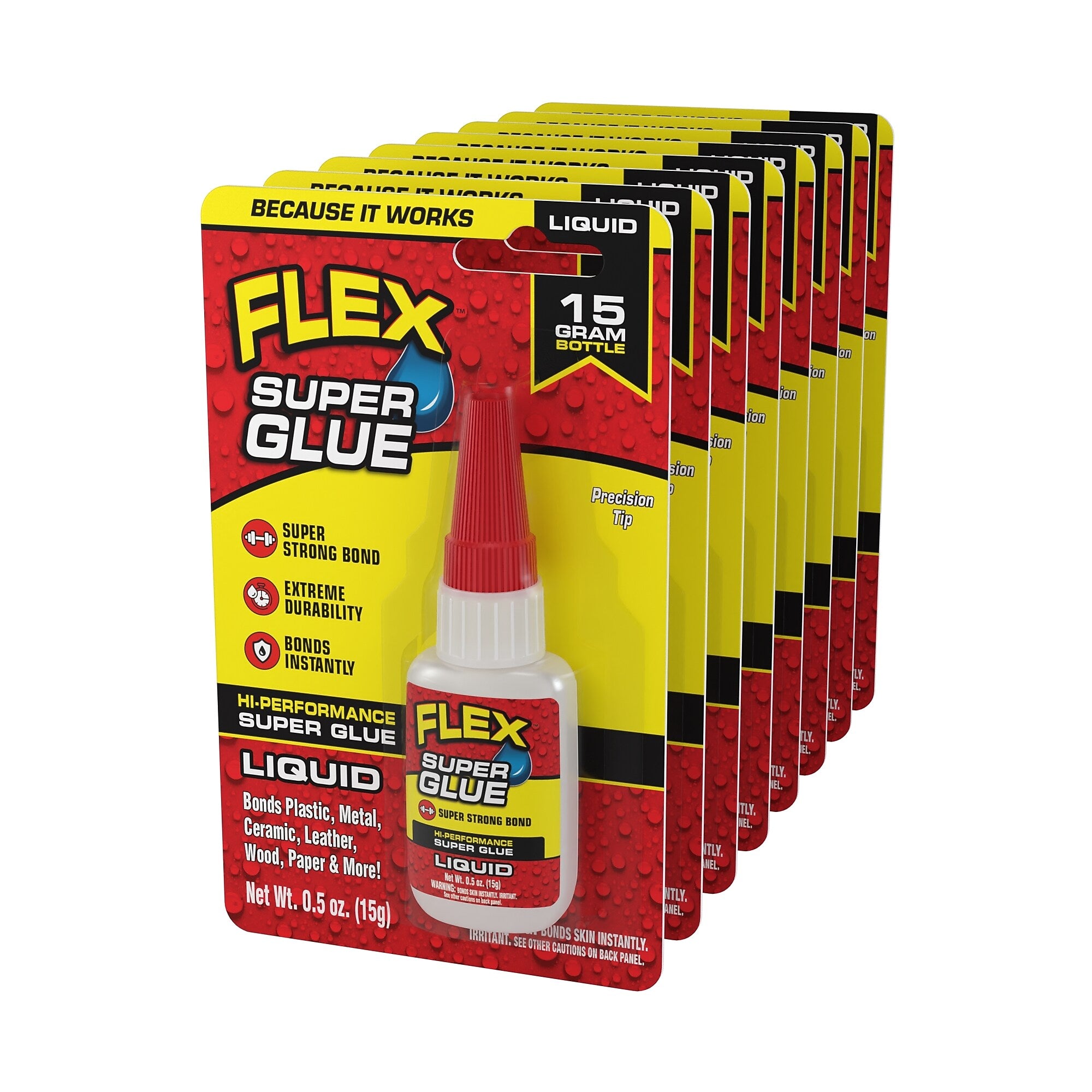 Flex Seal Liquid Super Glue, 0.5 oz., Clear, 8/Pack (SGLIQB15-CS)