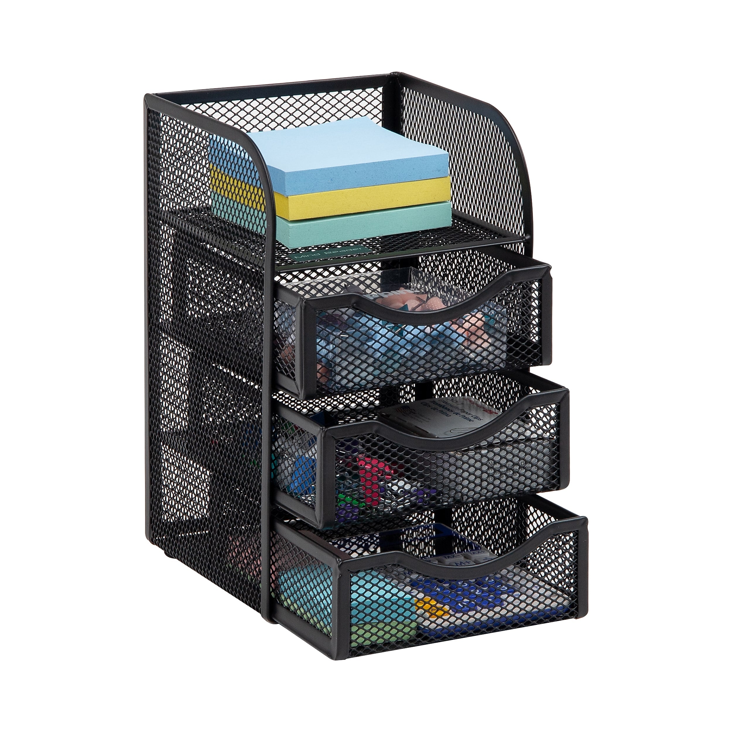 Mind Reader 4-Compartment Metal Desk Organizer, Black (MESHMINI-BLK)